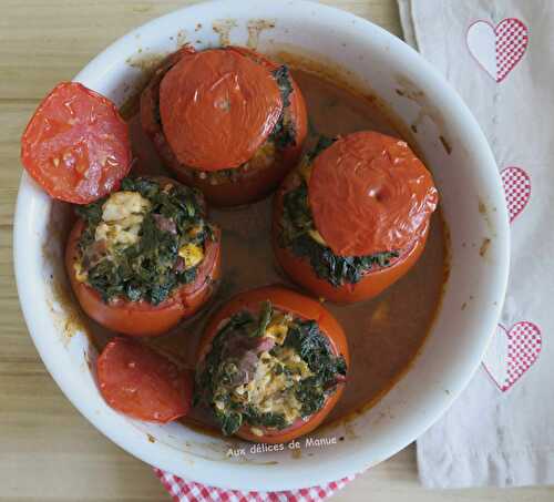 Tomates farcies aux épinards, bresaola et mozzarella-light