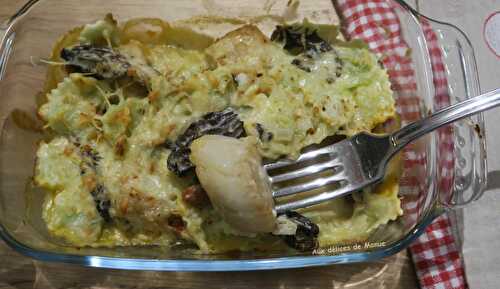 Gratin de noix de Saint-Jacques aux morilles et ravioles de Royan