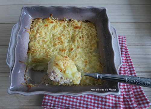 Parmentier aux restes de poulet au bouillon