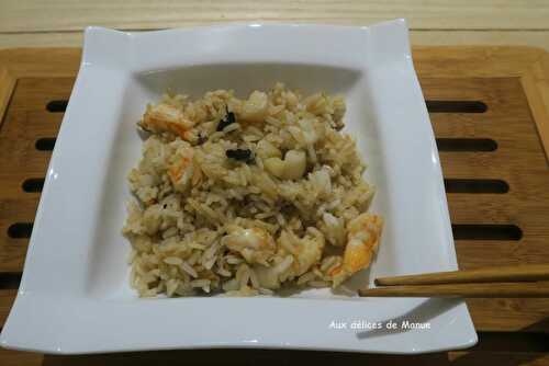 Riz aux crevettes et pétoncles façon asiatique