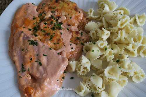 Jambon gratiné à la crème au concentré de tomates