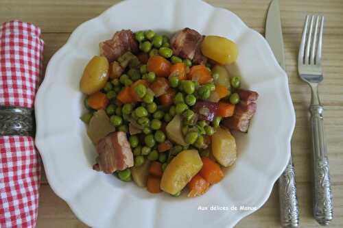 Jardinière de légumes aux pommes de terre sautées et poitrine fumée au Cookéo ou pas