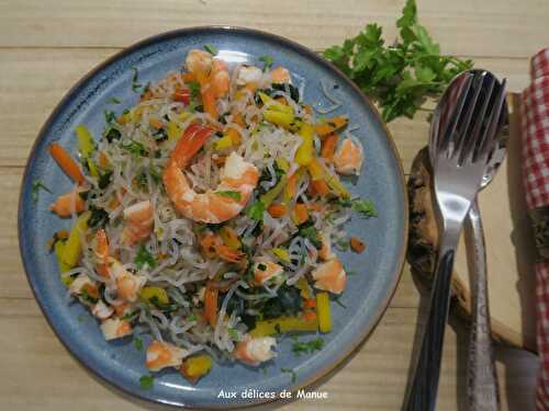 Poêlée de légumes et crevettes au konjac -light