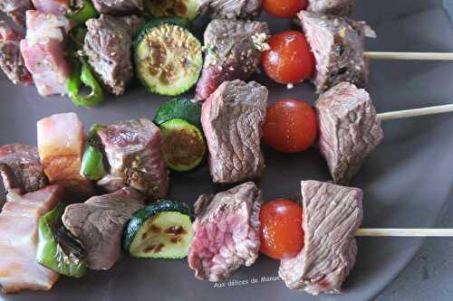 Brochettes de bœuf et légumes