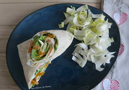 Dürüm à la truite fumée, concombre, pomme, poivron et skyr