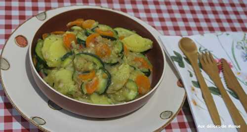 Poêlée de pommes de terre, carottes et courgette à la cancoillotte - light