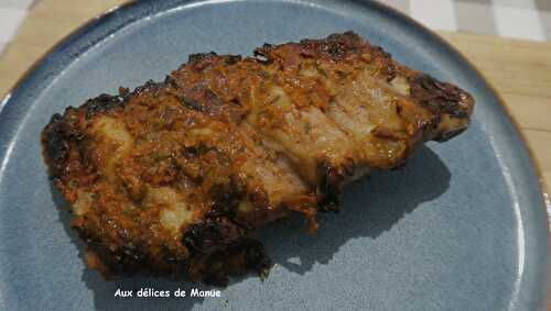 Travers de porc ou ribs à la marinade moutardée et tomatée, à l'Extra Crisp ou pas