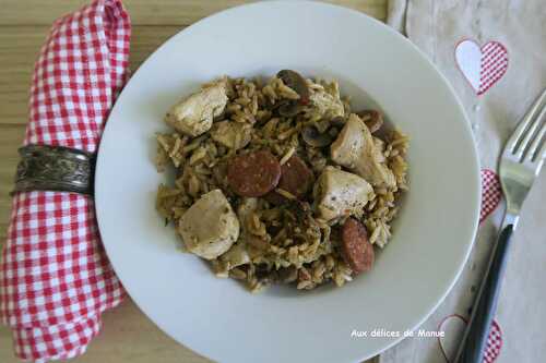 Blancs de poulet au riz, champignons et chorizo au Cookéo ou pas