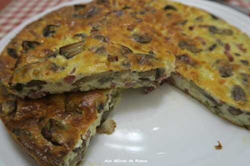 Quiche à la brousse, champignons et bacon