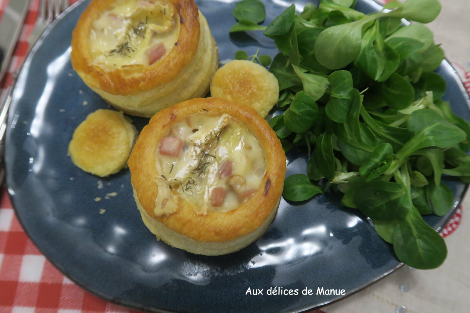 Vol au vent au jambon et champignons, à la crème de camembert