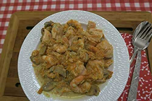 Blanquette de saumon et crevettes à l'estragon