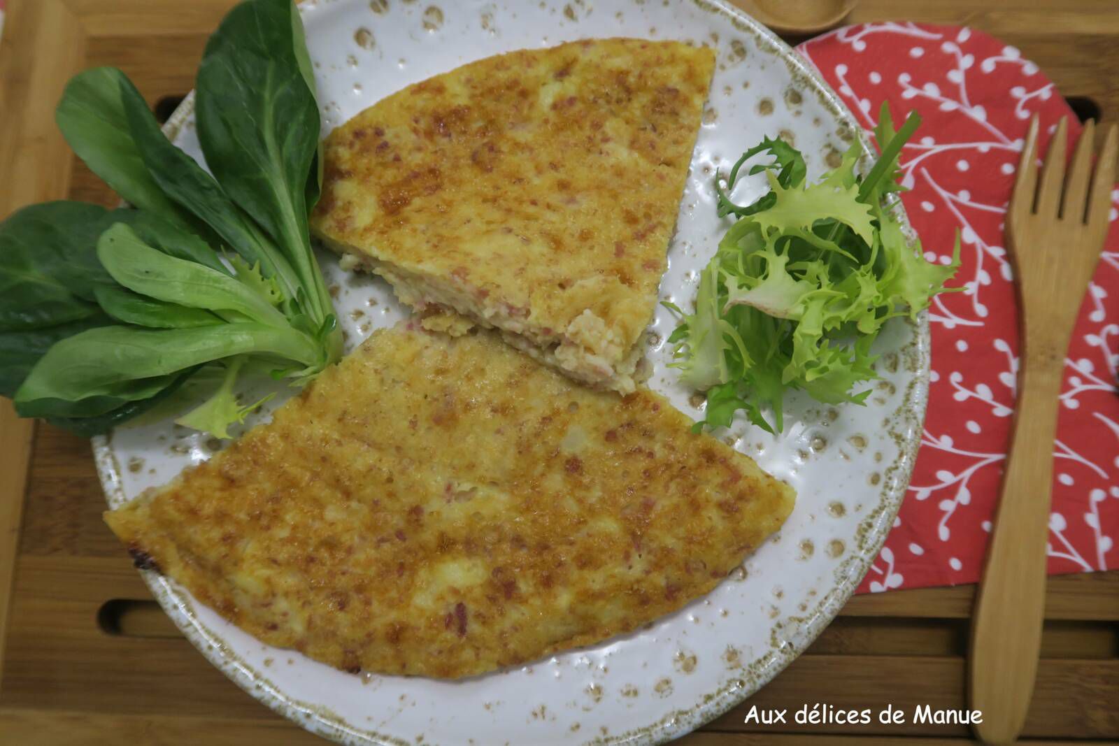 Galette de pommes de terre au jambon et fromage