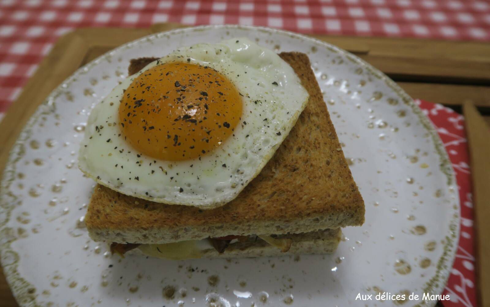 Croque madame aux légumes grillés et mozzarella