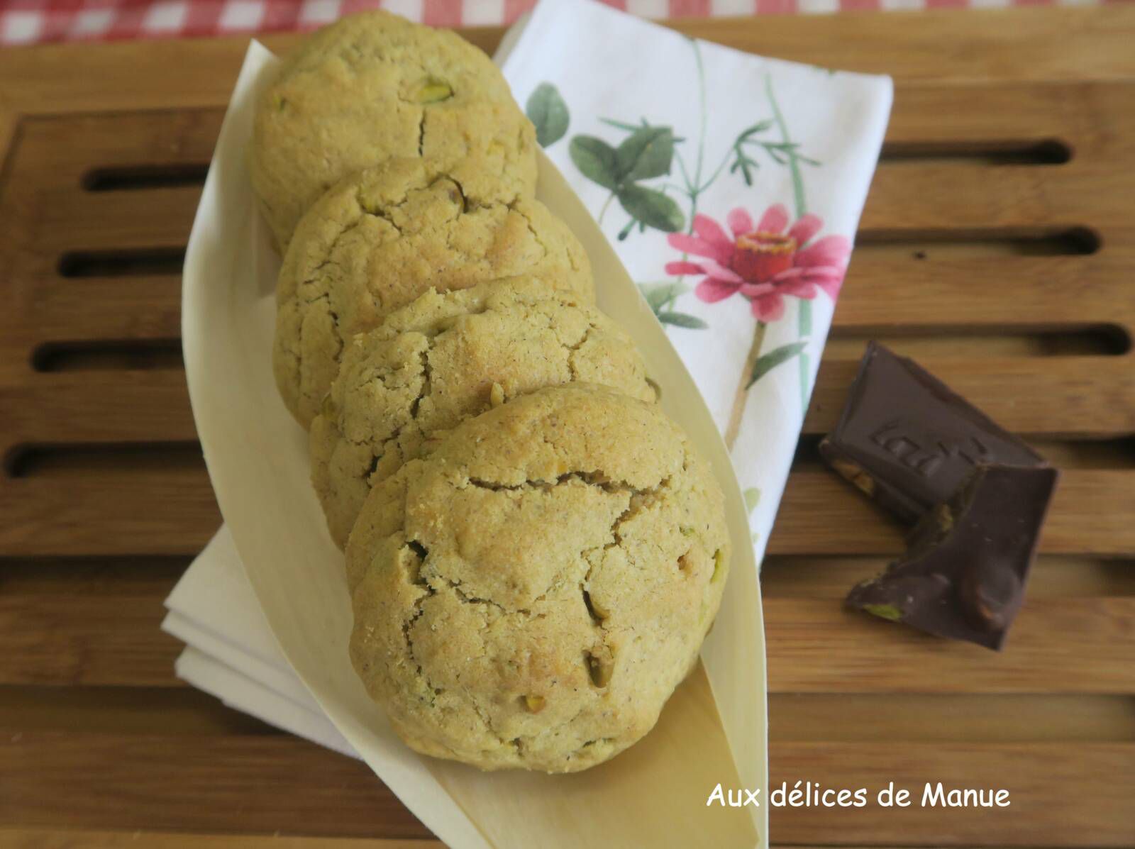 Cookies pistache cœur fondant au chocolat noir 