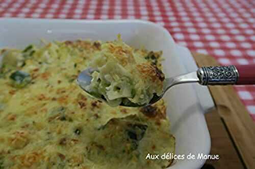 Gratin de ravioles de  la Drôme au fromage de chèvre et courgettes 