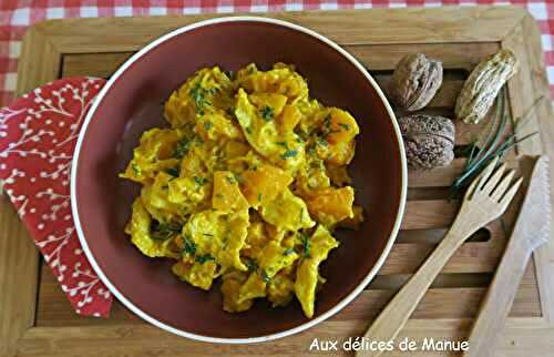 Curry de poulet au potimarron et pâtes 