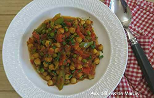 Curry de pois chiches aux petit pois et poivrons