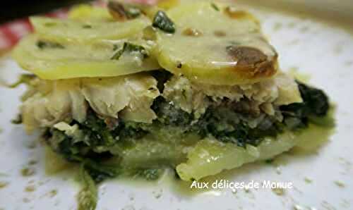 Gratin de pommes de terre aux épinards et harengs fumés