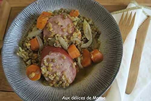 Trio de lentilles au  saucisson à l'ail, au Cookéo ou pas