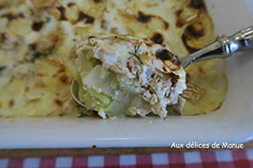 Gratin de poireaux au saumon et Saint-Albray