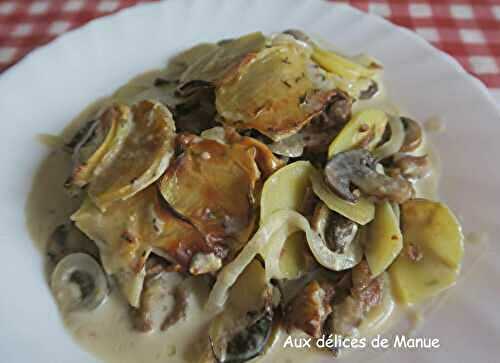 Gratin de pommes de terre aux châtaignes et champignons