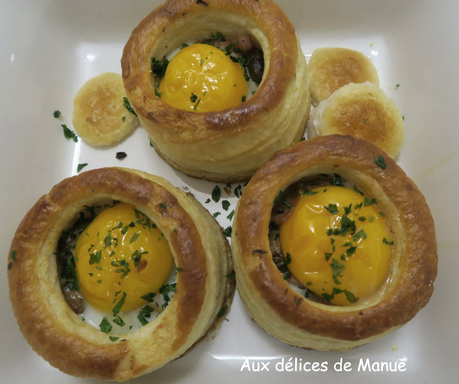 Vol au vent forestier à l'oeuf cocotte