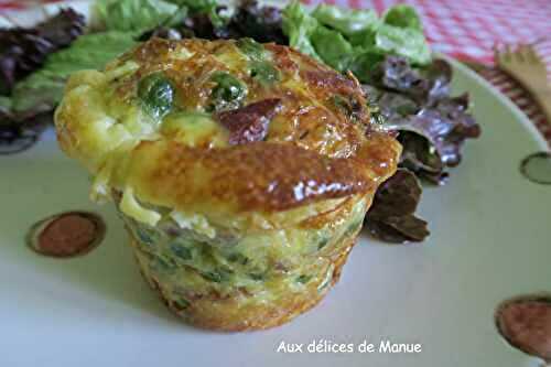 Frittata façon muffin aux petits pois et lardons 