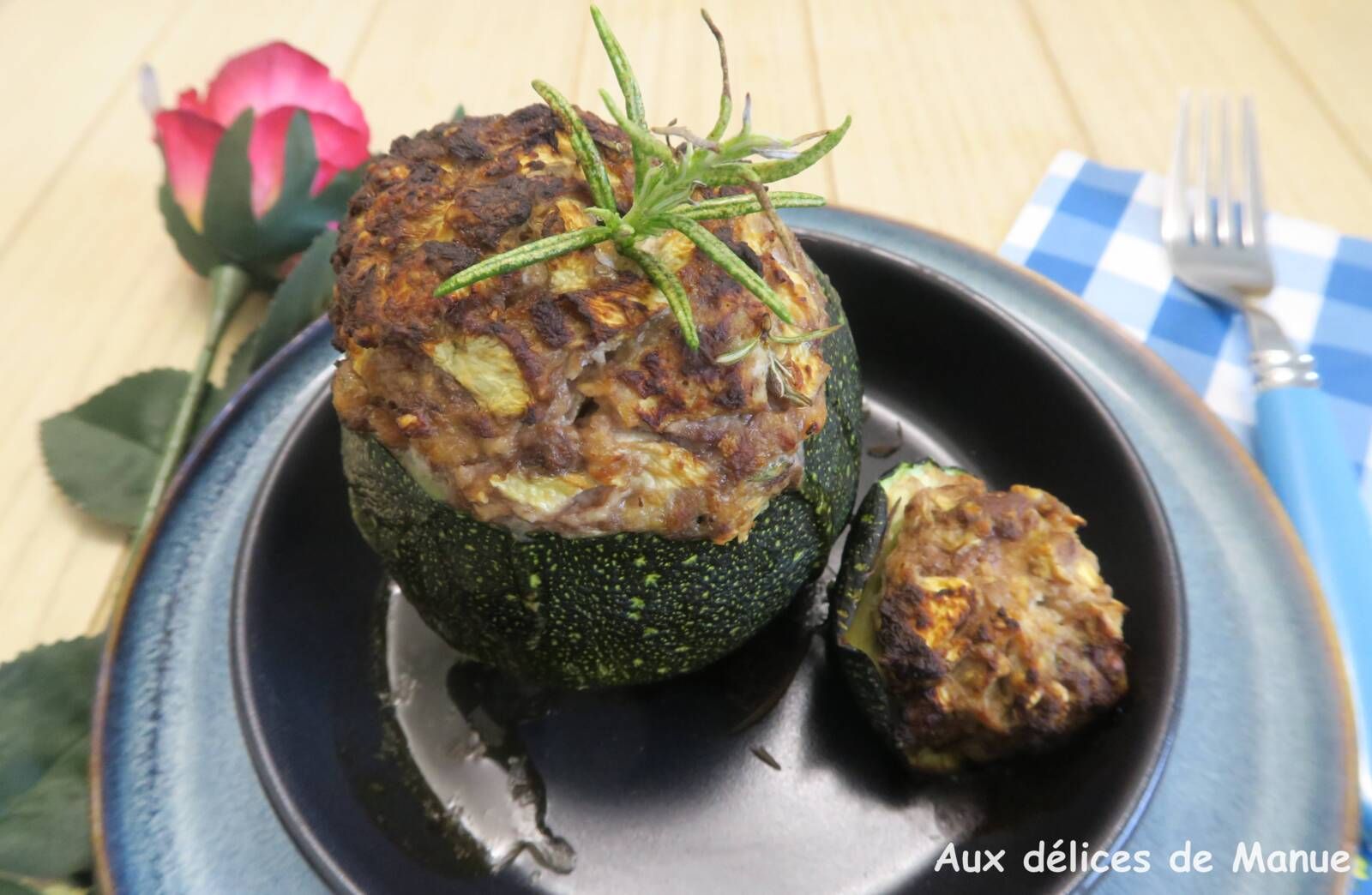 Courgette ronde farcie au bœuf, ricotta et flocons d'avoine à l'Air Fryer ou au four