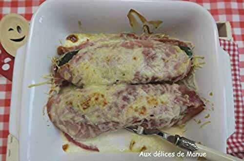 Courgette rôtie roulée au jambon et gratinée à l'Air Fryer ou au four -light