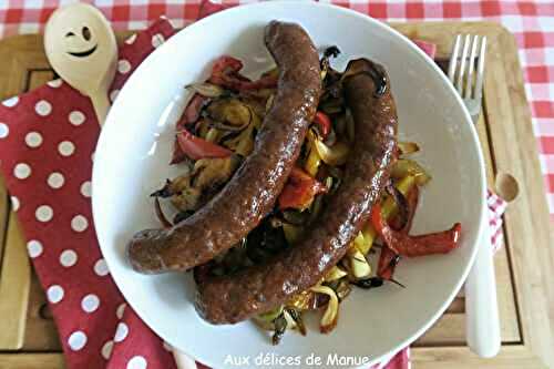 One pan de poivrons et merguez, au Air Fryer ou au four