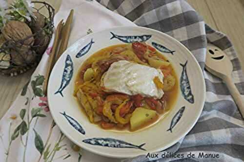 Poêlée de poivrons et pommes de terre aux tomates cerises et cabillaud -light