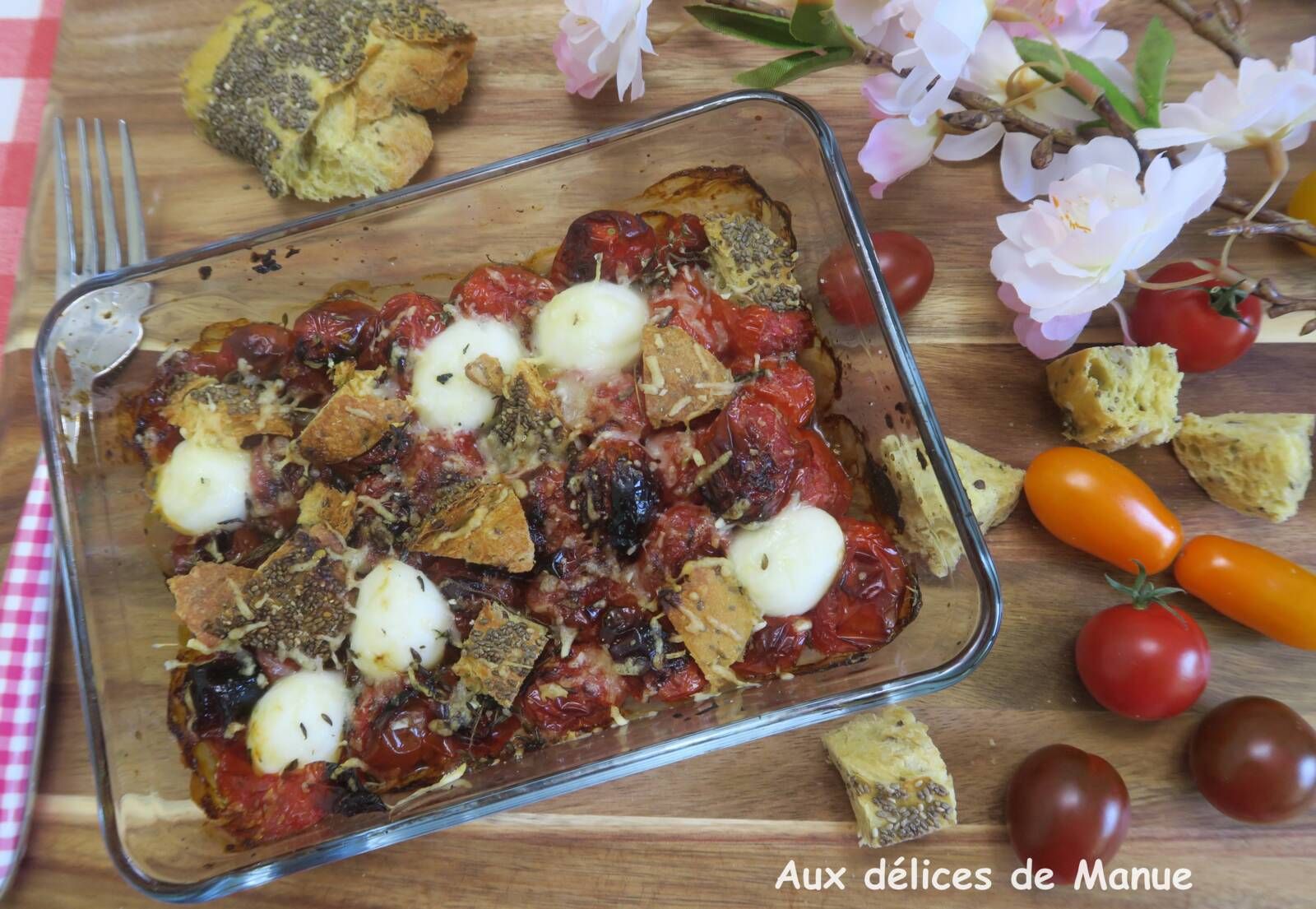 Tomates rôties au pain et mozzarella à l'Air Fryer ou au four 