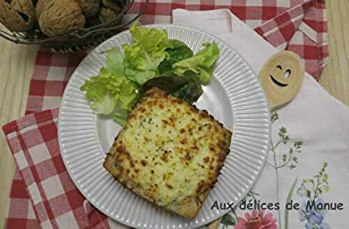 Croque monsieur au jambon et crème de champignons