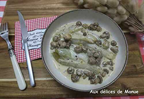 Endives à la forestière et crème à la moutarde
