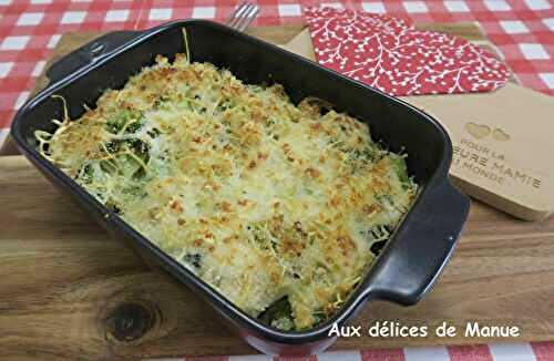 Gratin de pâtes au brocoli et poulet, à la béchamel 