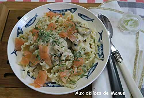 Pâtes aux fruits de mer et truite fumée 