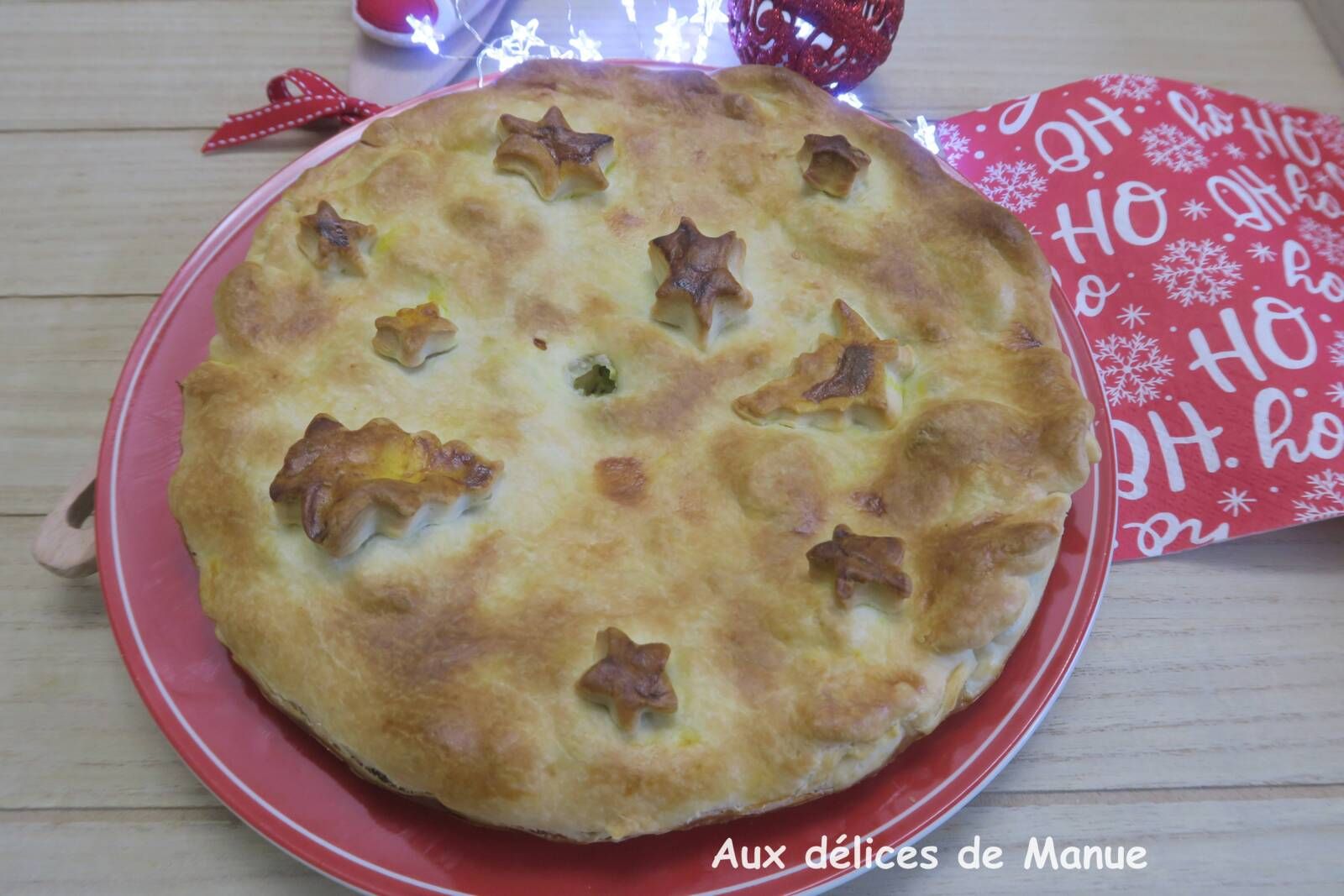 Tourte au poulet, pommes de terre et champignons 