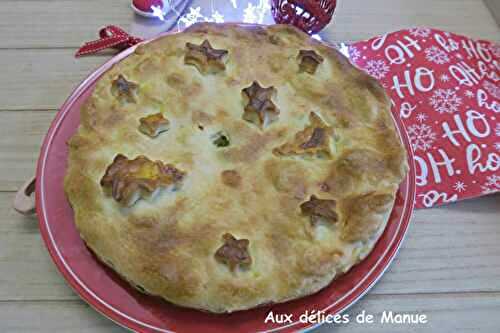 Tourte au poulet, pommes de terre et champignons 