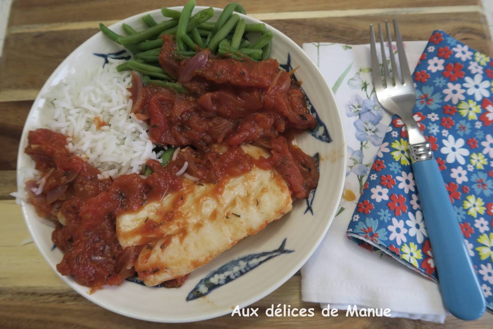 Dos de cabillaud à la tomate et thym