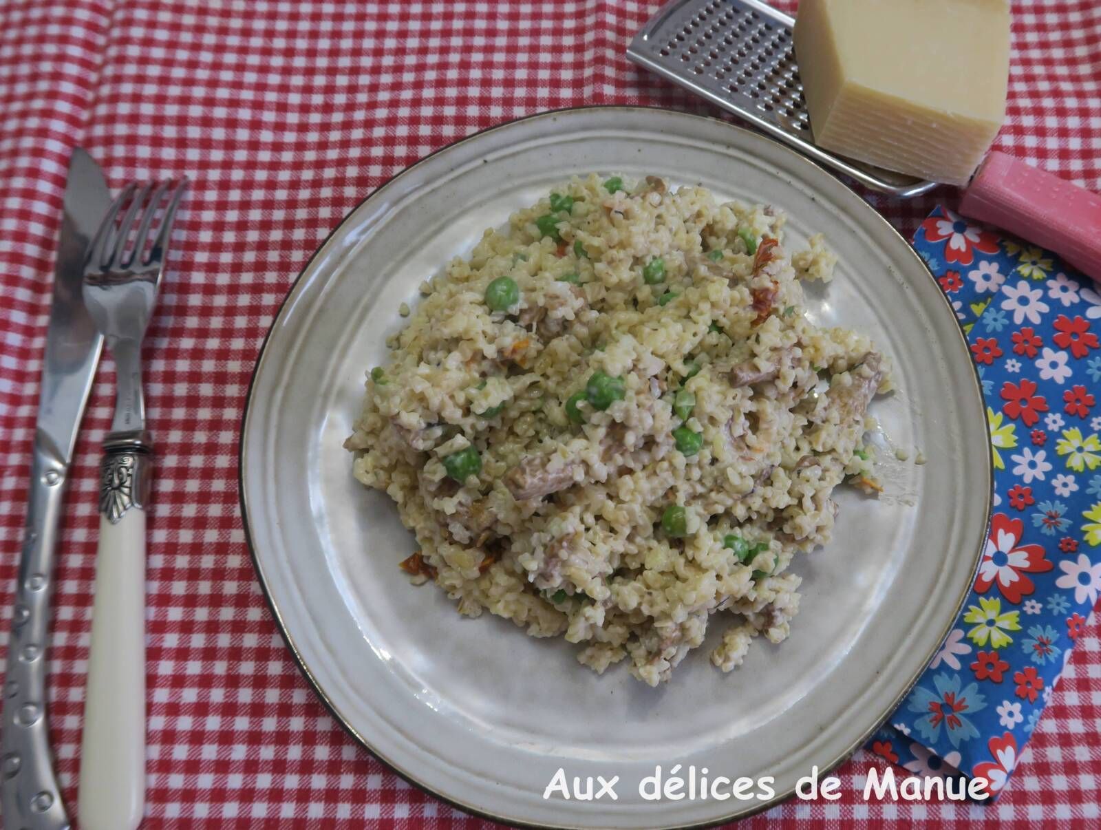 Boulgour aux giroles et petits pois, comme un risotto 
