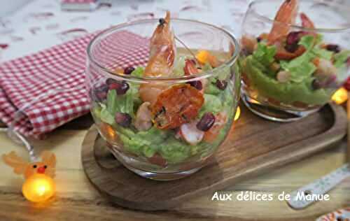 Verrine d'avocat et crevettes au pamplemousse 