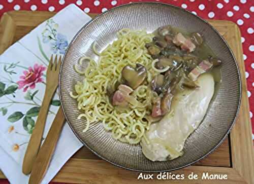 Poulet aux champignons de Paris et oignon 