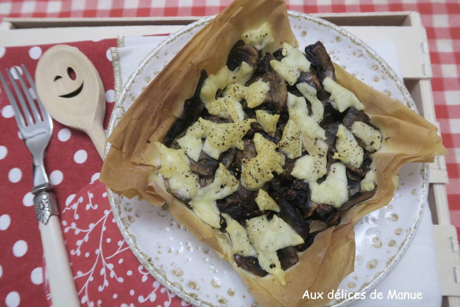 Tartelette de feuilles de filo aux champignons de Paris, à l'Air Fryer ou au four  