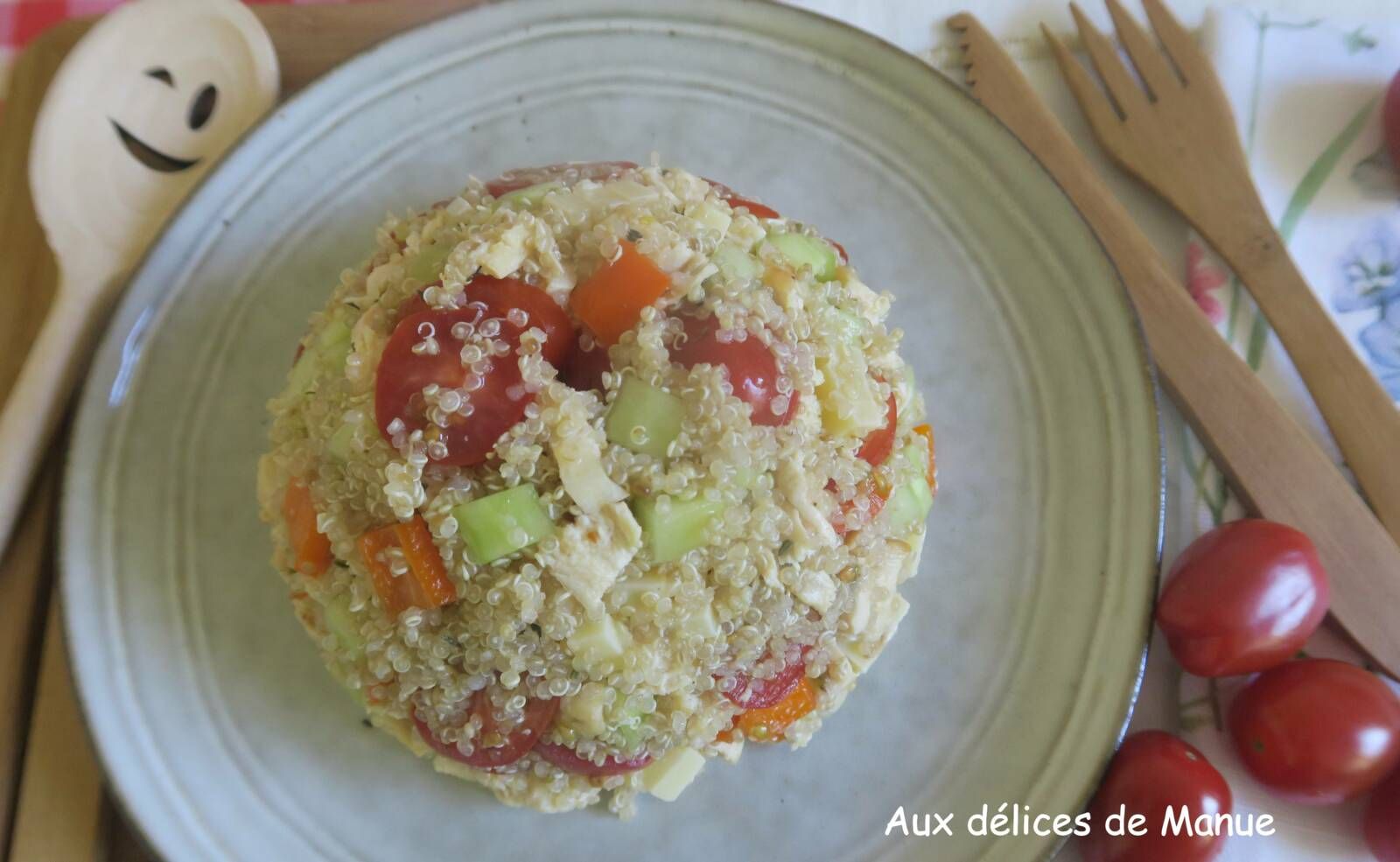 Salade de quinoa aux tomates cerises, concombre et comté 