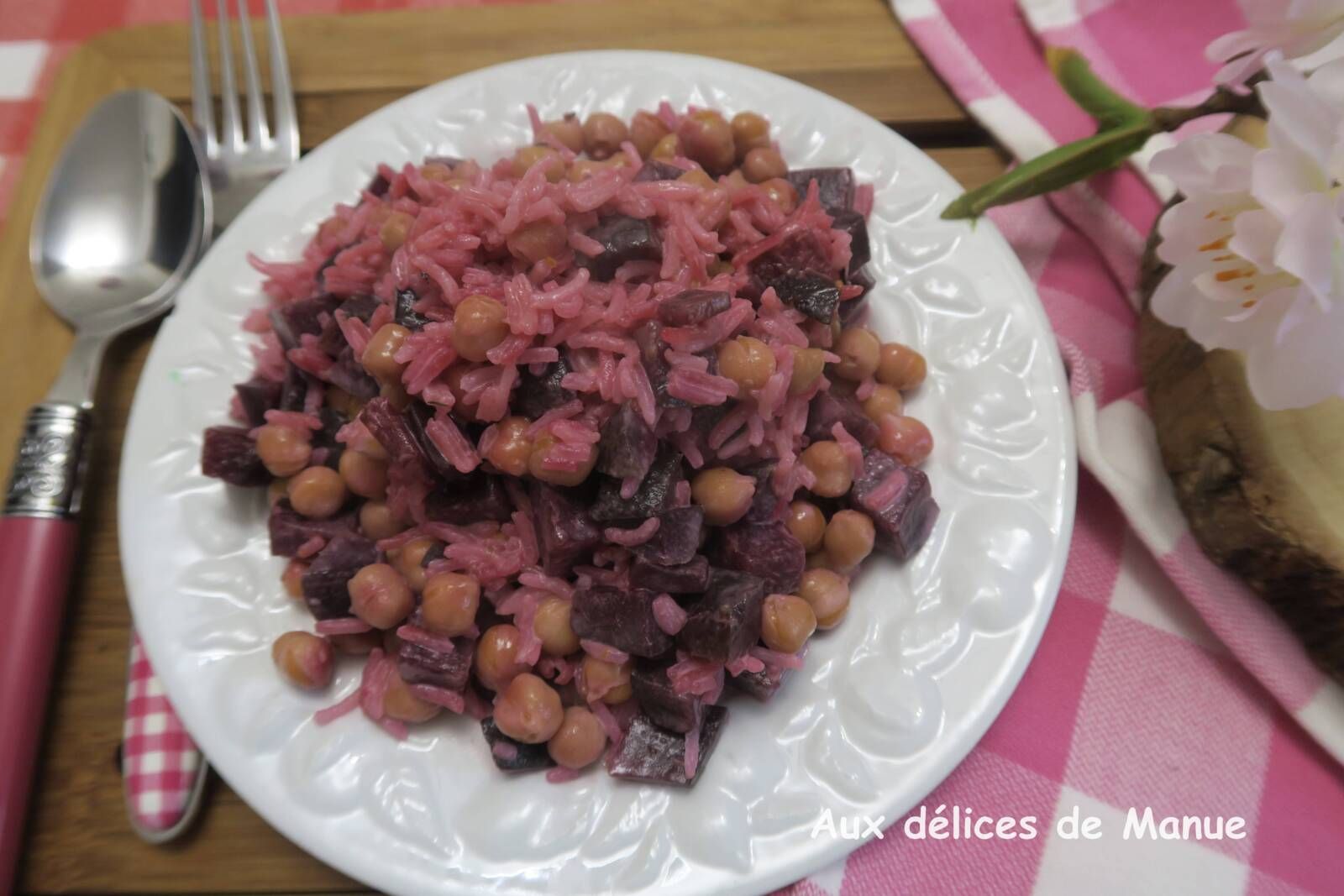Poêlée rose de pois chiches et riz à la betterave pour Octobre Rose