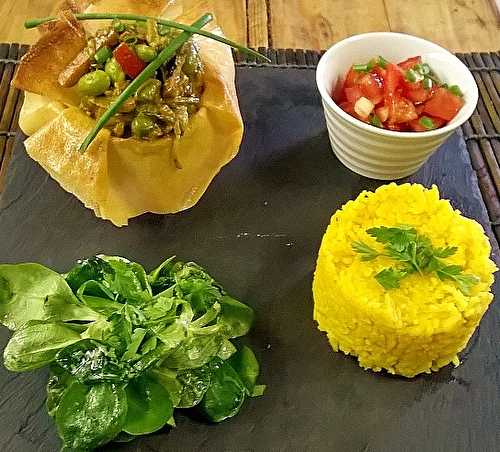 Panier de légumes Thaï coco et citronnelle et riz au curcuma