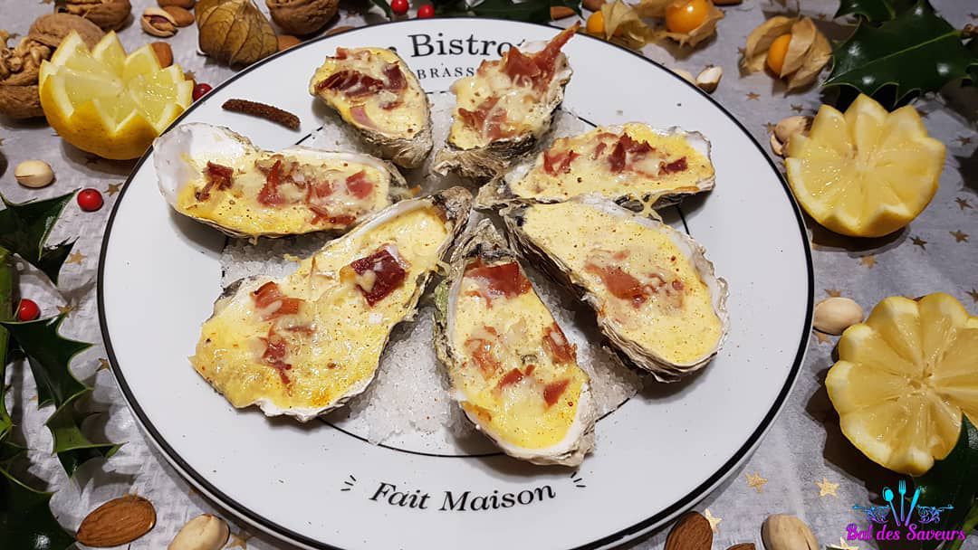Huîtres chaudes au jambon de Bayonne et à la crème mousseuse au piment d'Espelette - Bienvenue au bal des saveurs