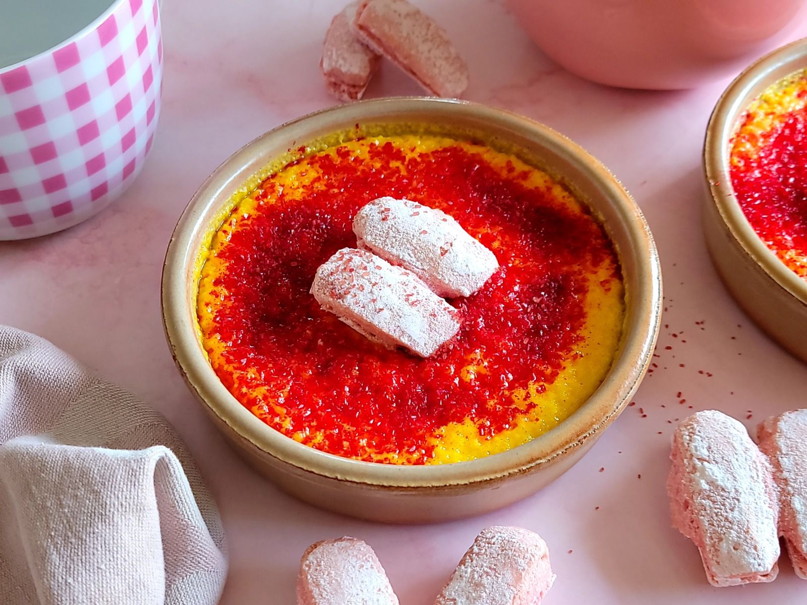 Crème brûlée au champagne et biscuits roses de Reims au Thermomix