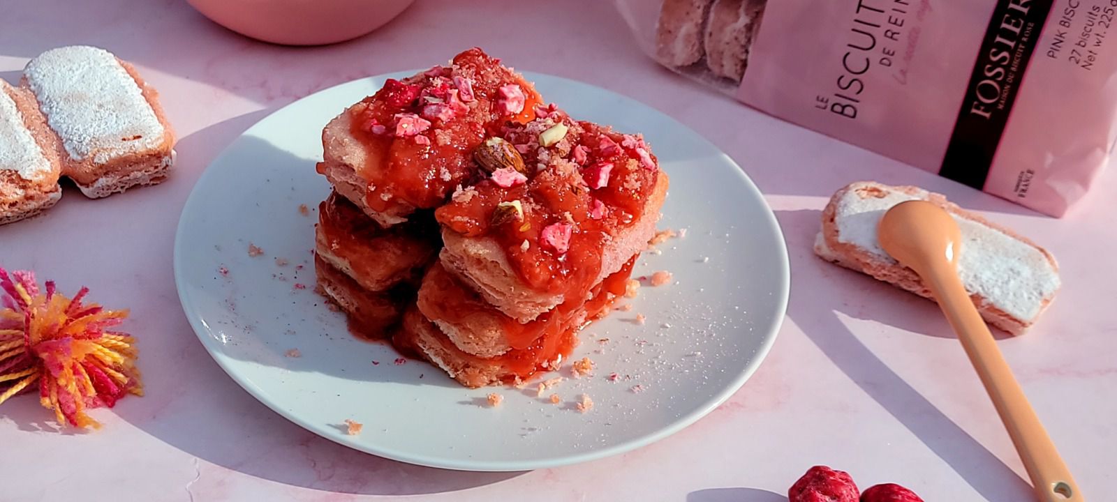 Diplomate aux biscuits roses