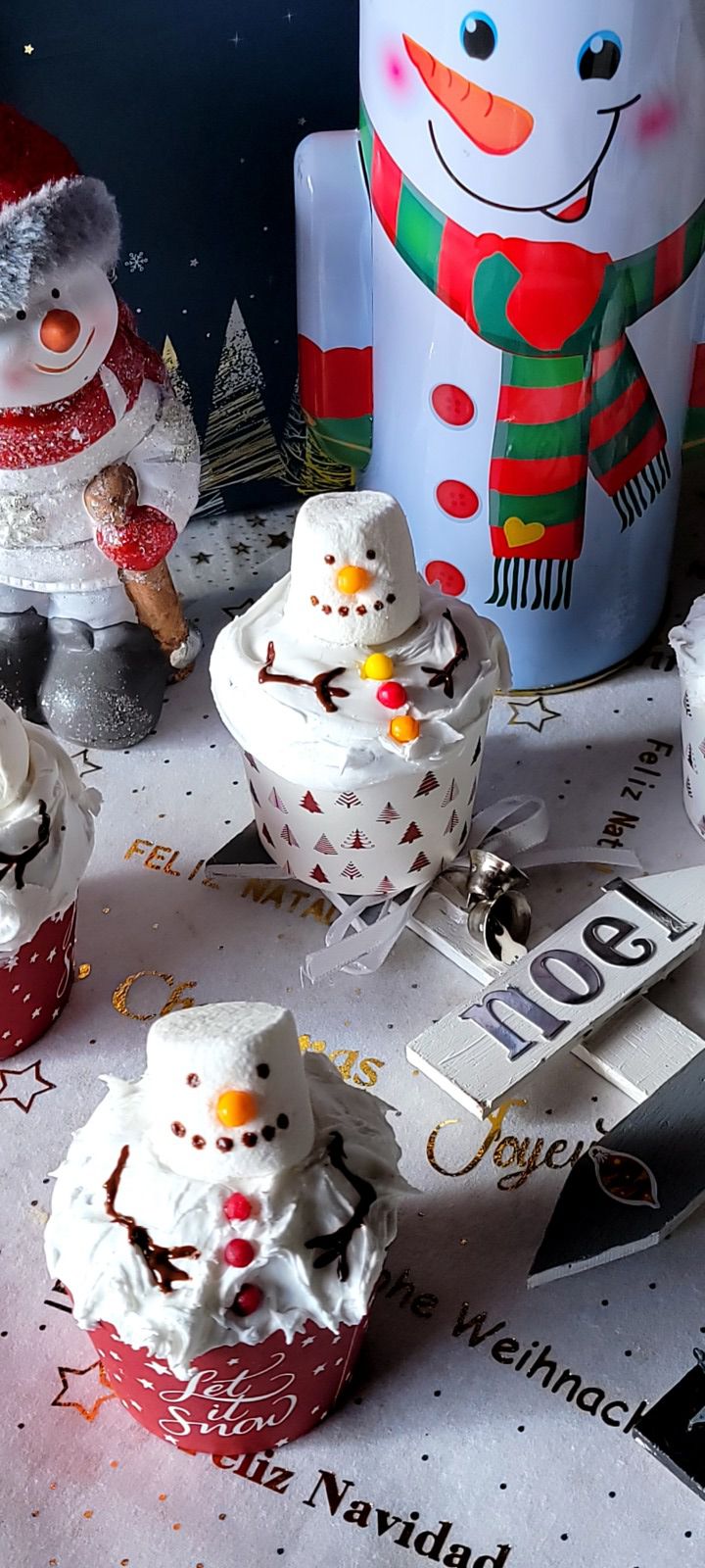 Muffins bonhomme de neige, chocolat et yaourt de brebis 